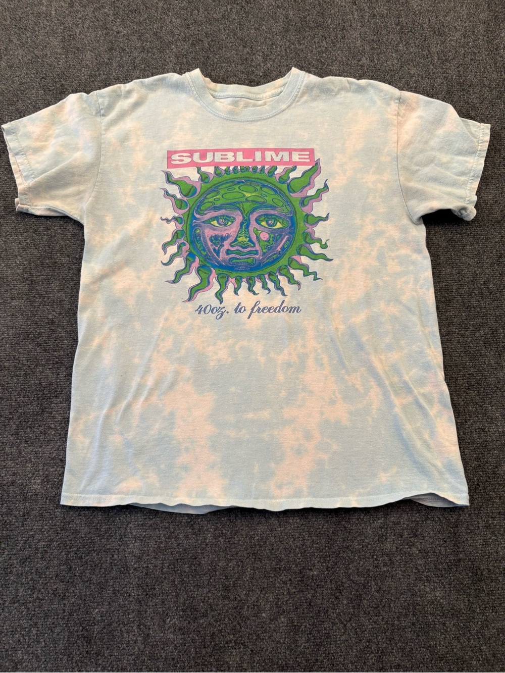 Sublime 40oz to Freedom Sun Graphic Tie Dye Band T-Shirt Blue